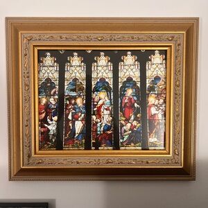 Picture of Stained Glass Window-Church in Bath, England Gold Frame